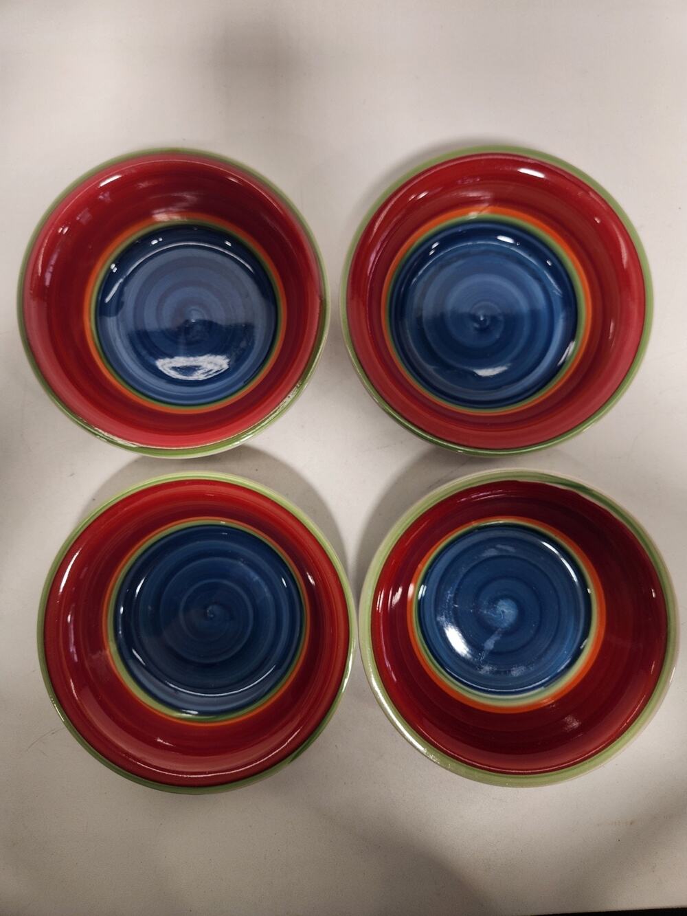Royal Norfolk Mambo Stoneware Soup Cereal Bowls Set of 4 Multicolor Stripe 7.5"